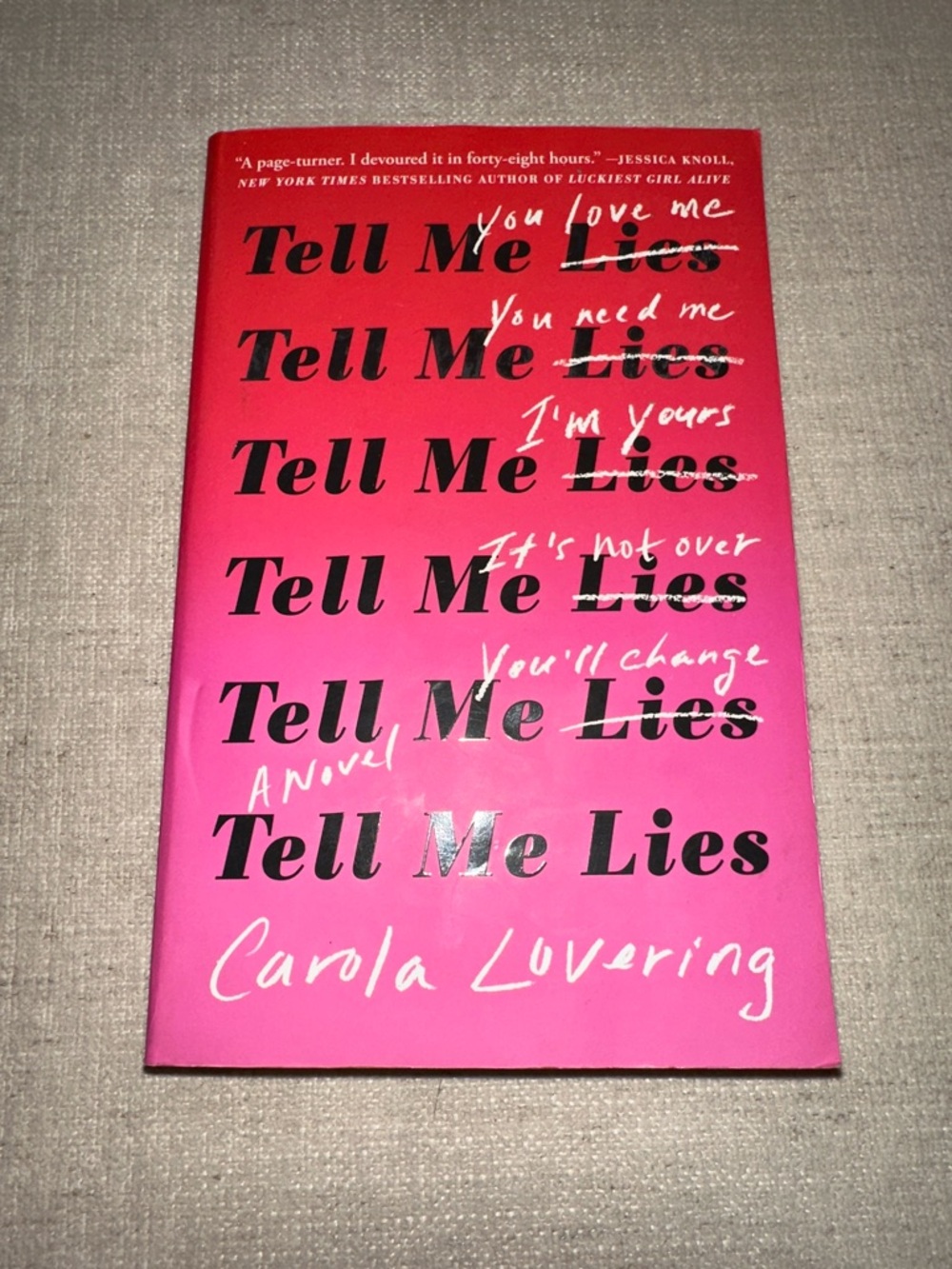 3/$10 Tell Me Lies by Carola Lovering - Pink Paperback